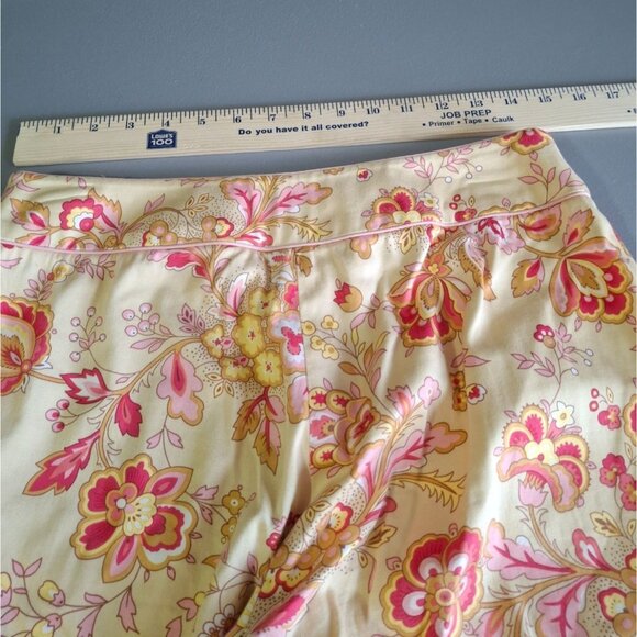 Harolds Floral Capri Pants Size 4 Beige Pink Flat Front Wide Leg Beachy Tropical - Picture 5 of 8
